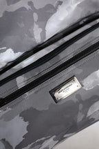 Gray Camo Cotton Multiple Compartments Tote Bag