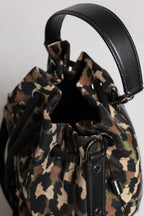 Multicolor Leopard Cotton Shoulder Bucket Bag