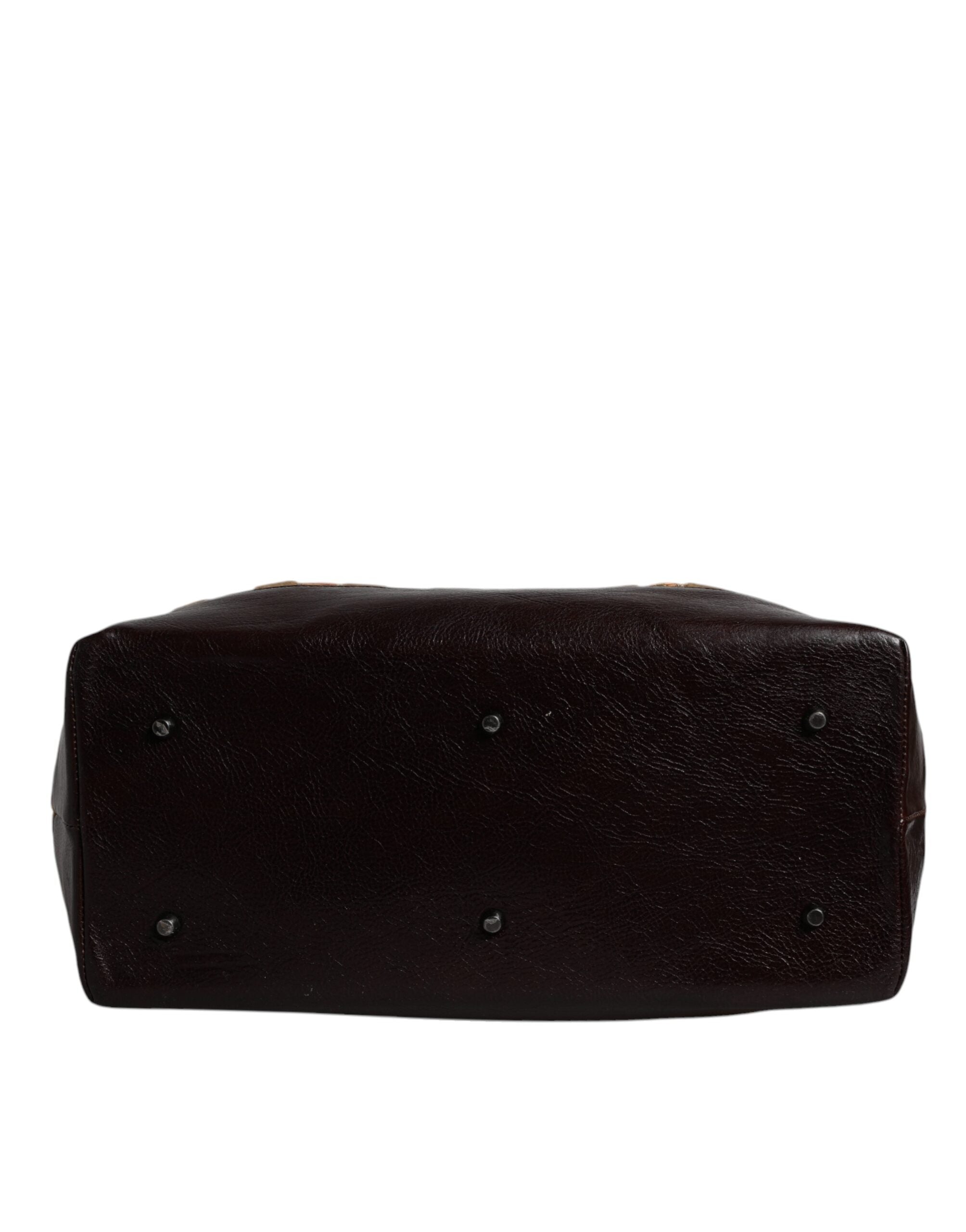 Beige Maroon Velvet Leather Jacquard Travel Handbag Bag