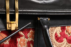 Multicolor Leather Brocade Velvet Travel Duffle Tote Bag
