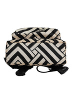 Black White Nylon Leather Travel Back Pack Bag