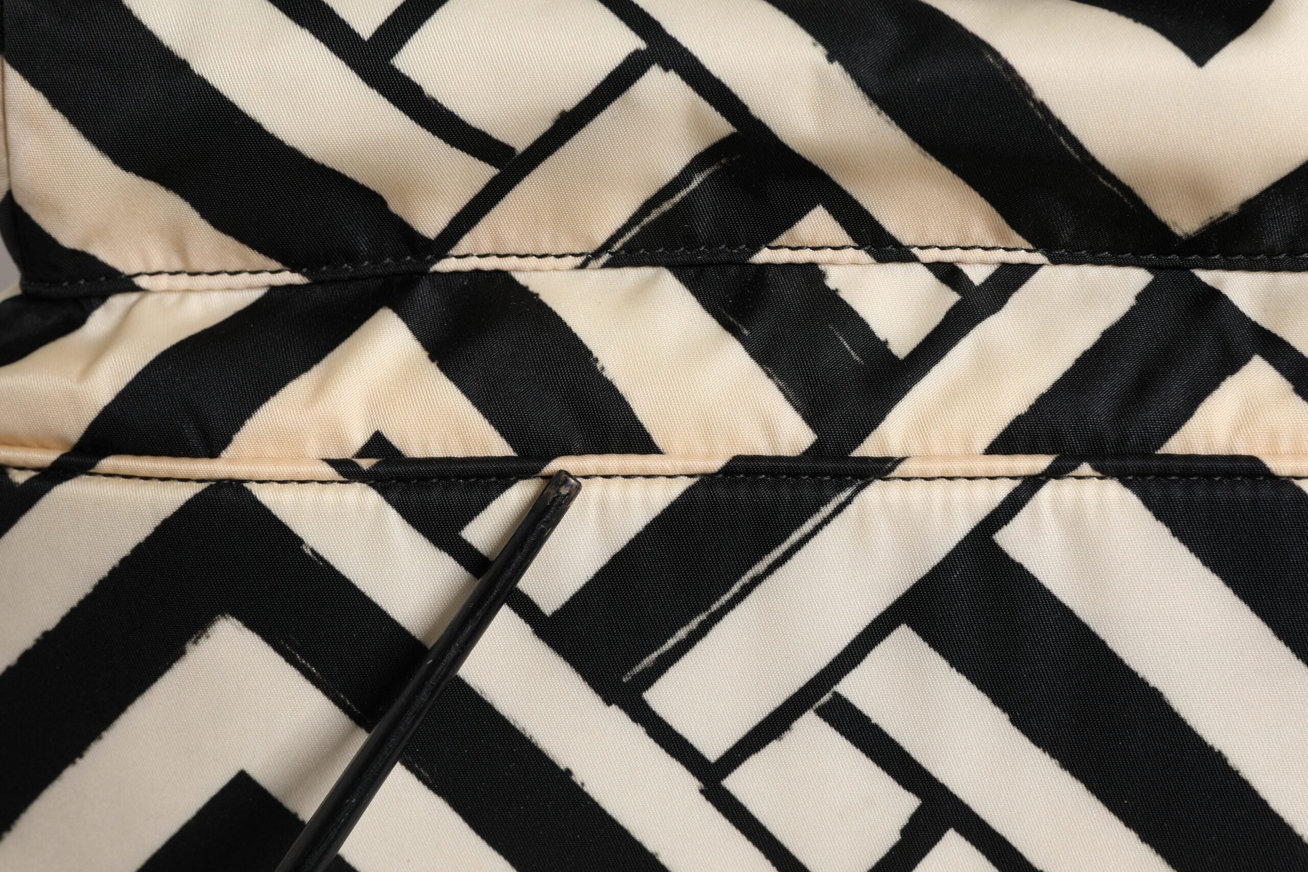 Black White Nylon Leather Travel Back Pack Bag