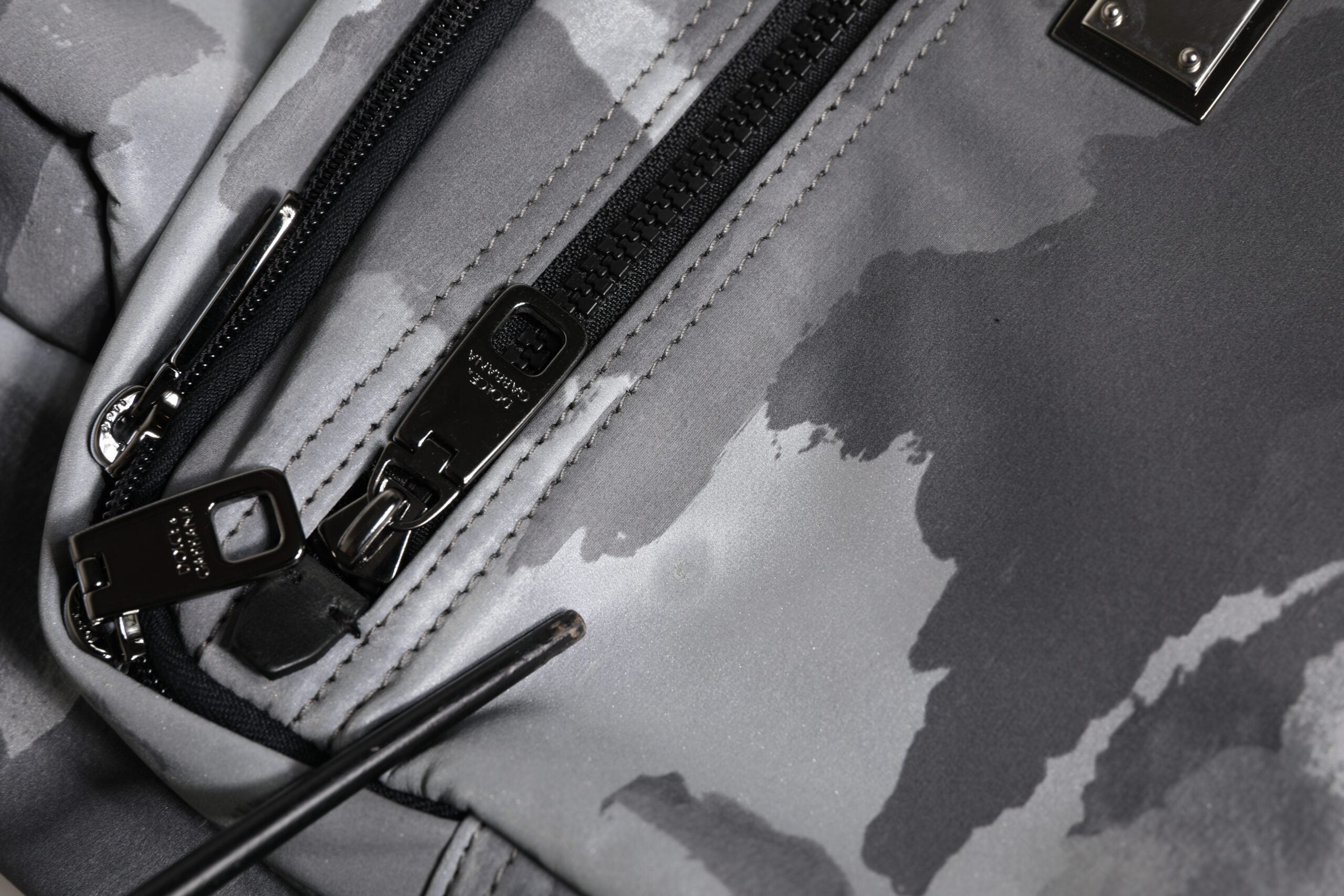 Black Camouflage Shoulder Strap Logo Plaque Bag