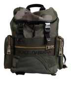 Military Green Patchwork Travel Backpack Bag