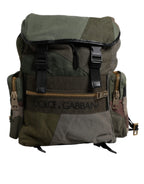 Military Green Patchwork Travel Backpack Bag