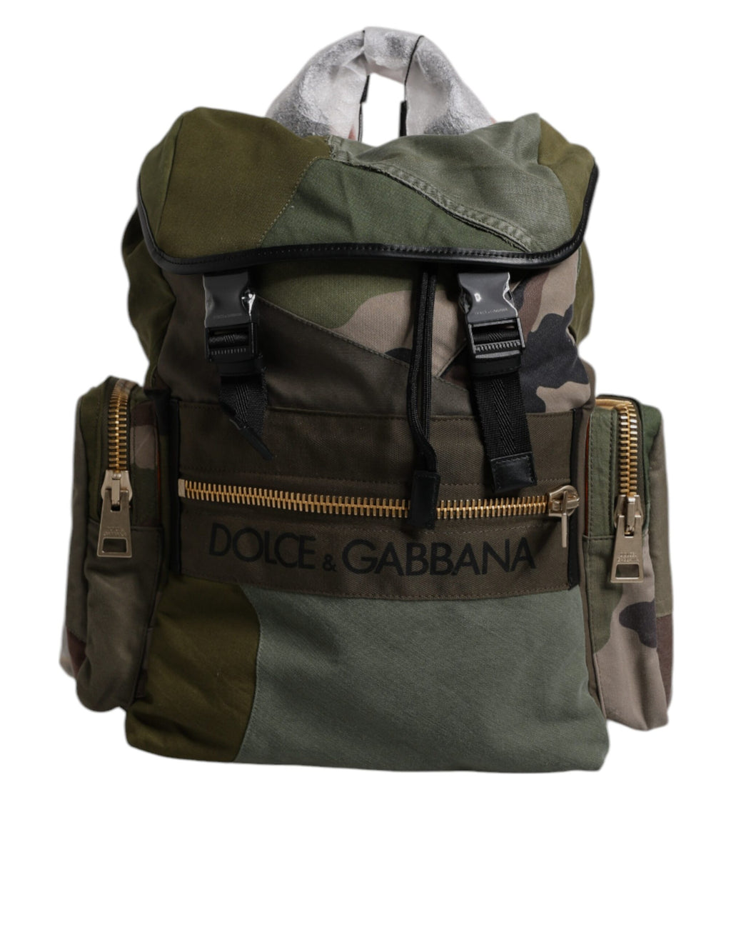 Military Green Patchwork Travel Backpack Bag