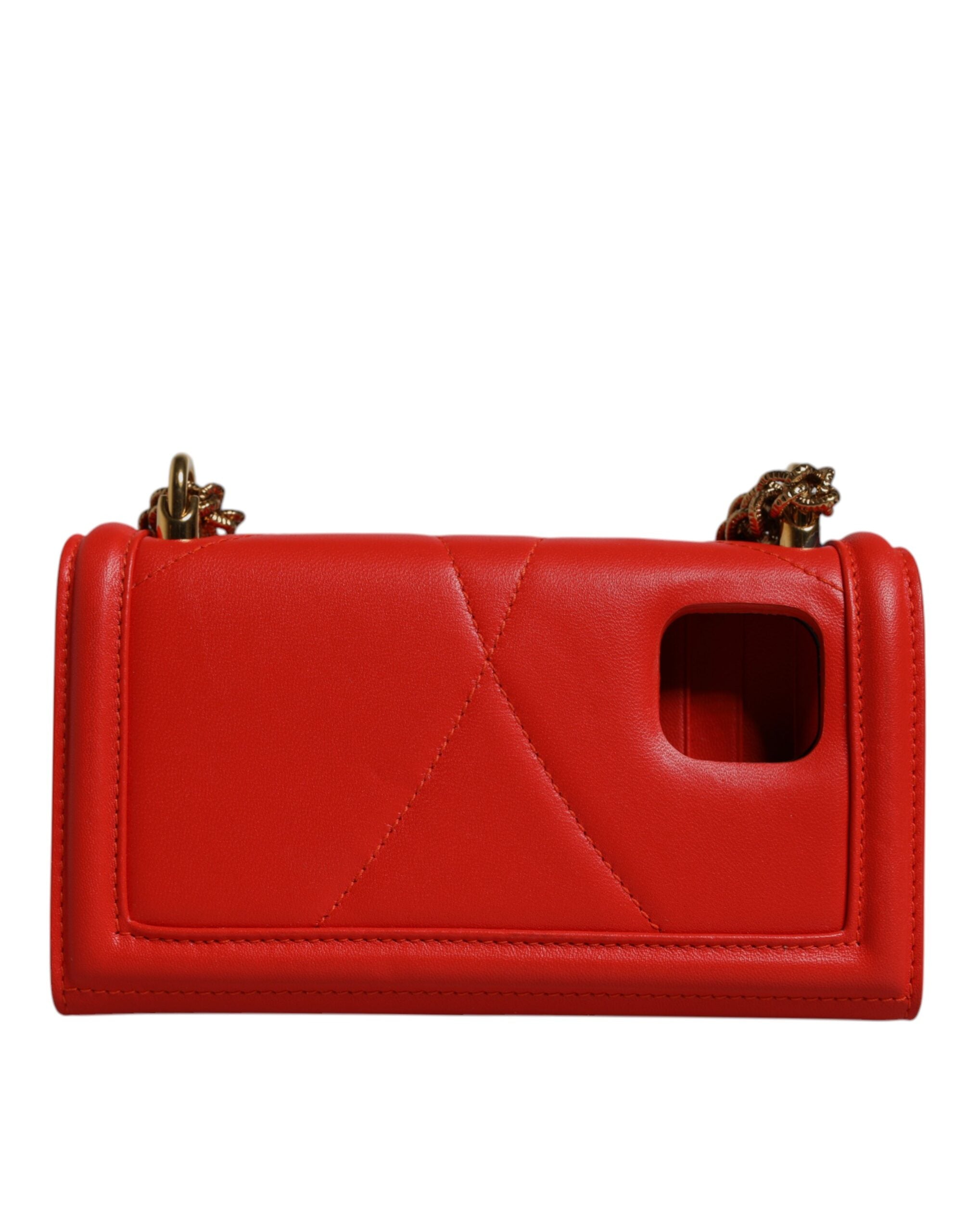 Red Quilted Devotion Crossbody Chain Phone Cover Bag