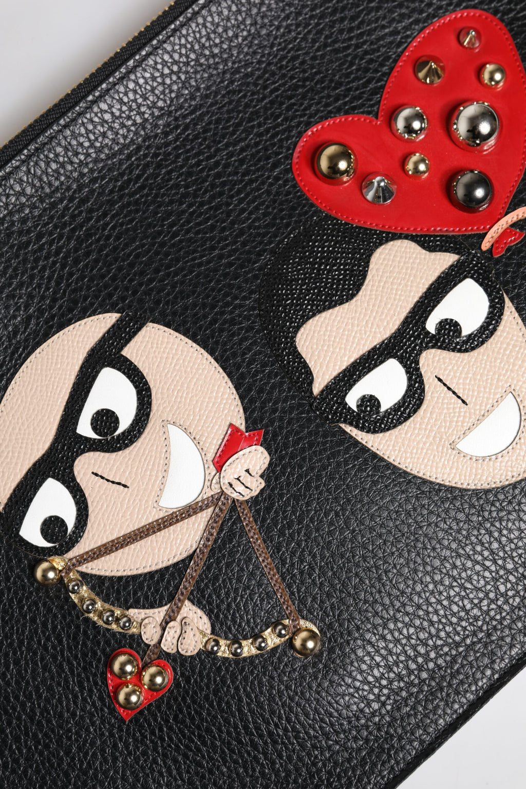 Black #DGFamily Embellished Leather Clutch Bag