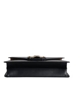 Black Calfskin Leather Shoulder Strap Bag