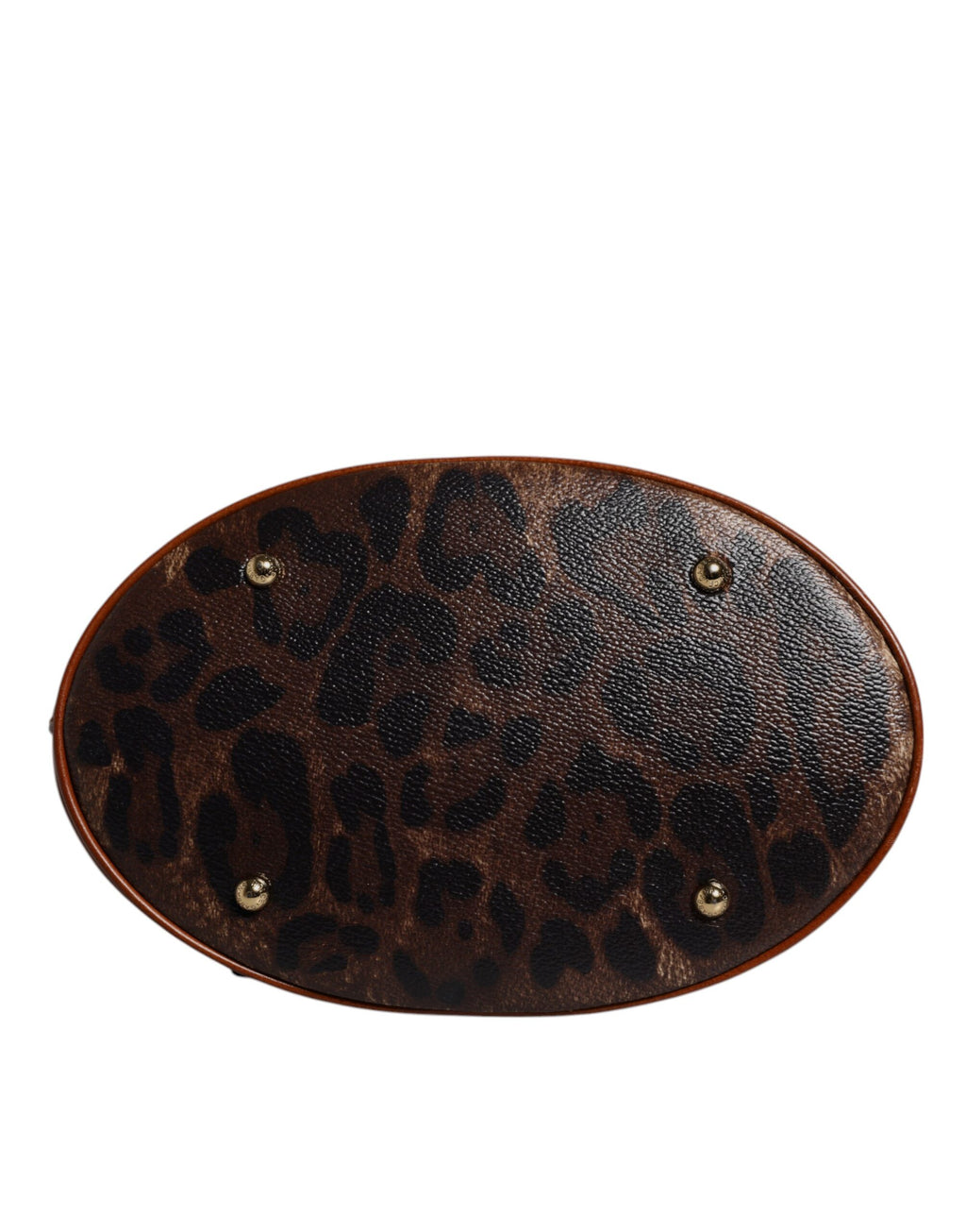 Brown Leopard Leather Shoulder Strap Tote Bag