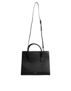 Black Large Leather Top Handle Shoulder Crossbody Bag
