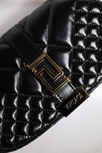 Black Calf Leather Quilted Shoulder Strap Bag