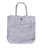 White Cordonetto Lace Beatrice Tote Shopping Bag