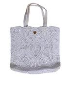 White Cordonetto Lace Beatrice Tote Shopping Bag