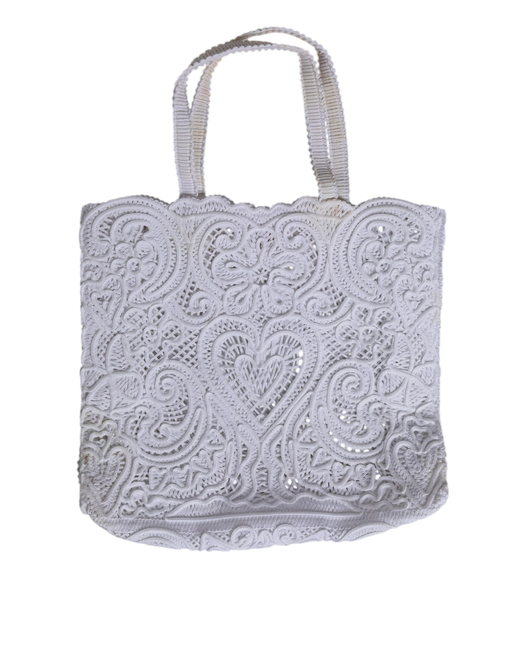 White Cordonetto Lace Beatrice Tote Shopping Bag
