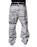 White Logo Print Straight Men Denim Jeans