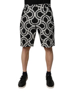 Black White Linen Bermuda Shorts
