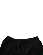 Black Cotton Logo Floral Print Bermuda Shorts