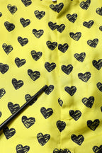 Green Silk Heart Print Bermuda Shorts