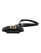 Black Leather Strap Gold Metal Logo Plaque Airpods Case