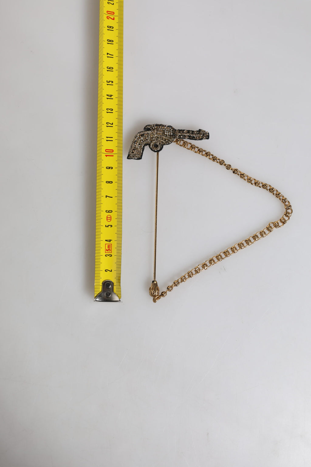 Black Gold Brass Copper Revolver Brooch Lapel Pin