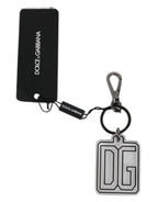 Gray Black DG Rubber Logo Silver Men's Keychain Keyring