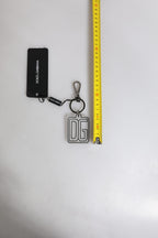 Gray Black DG Rubber Logo Silver Men's Keychain Keyring