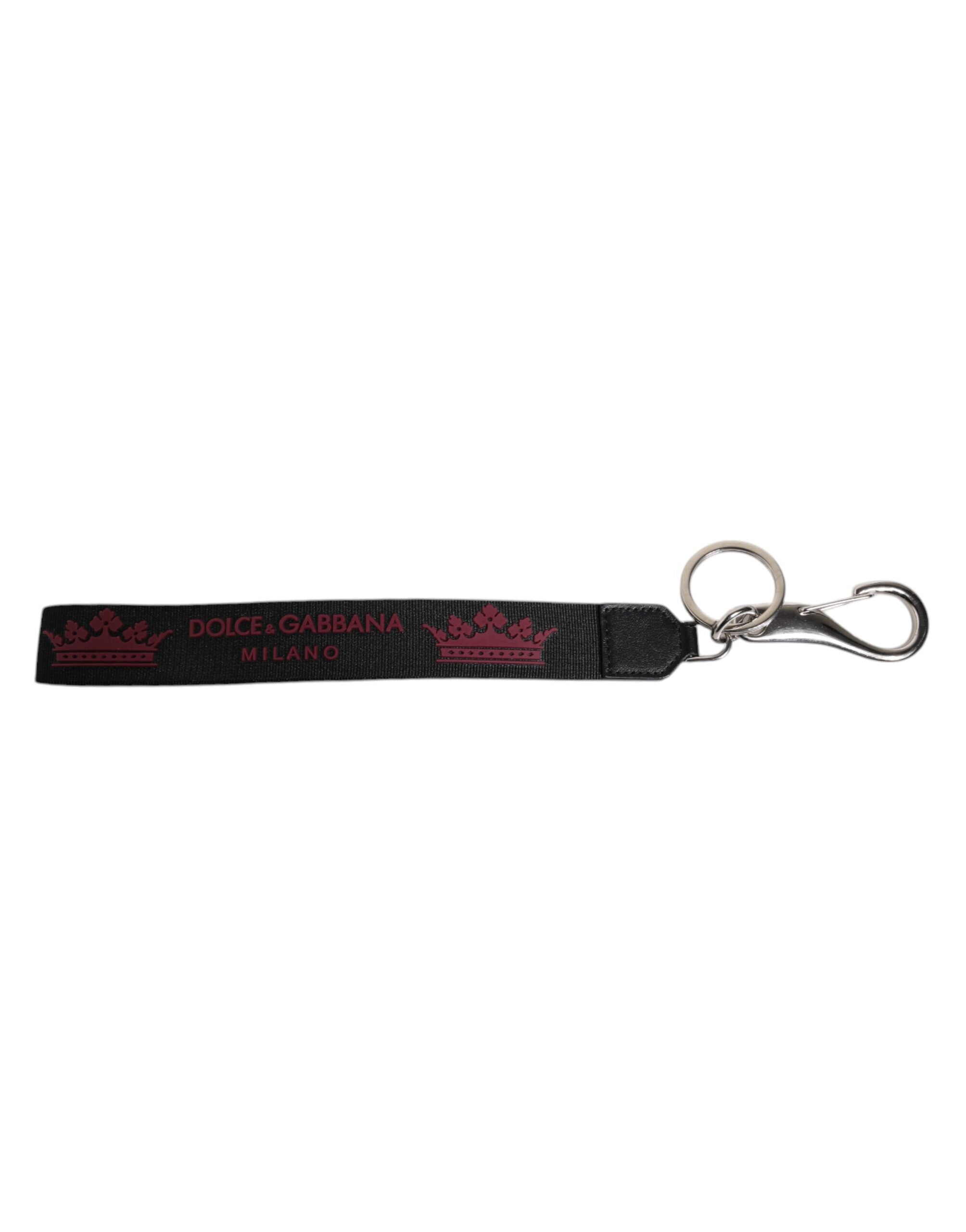 Black Nylon Logo DG Crown Men's Holder Keychain Keyring