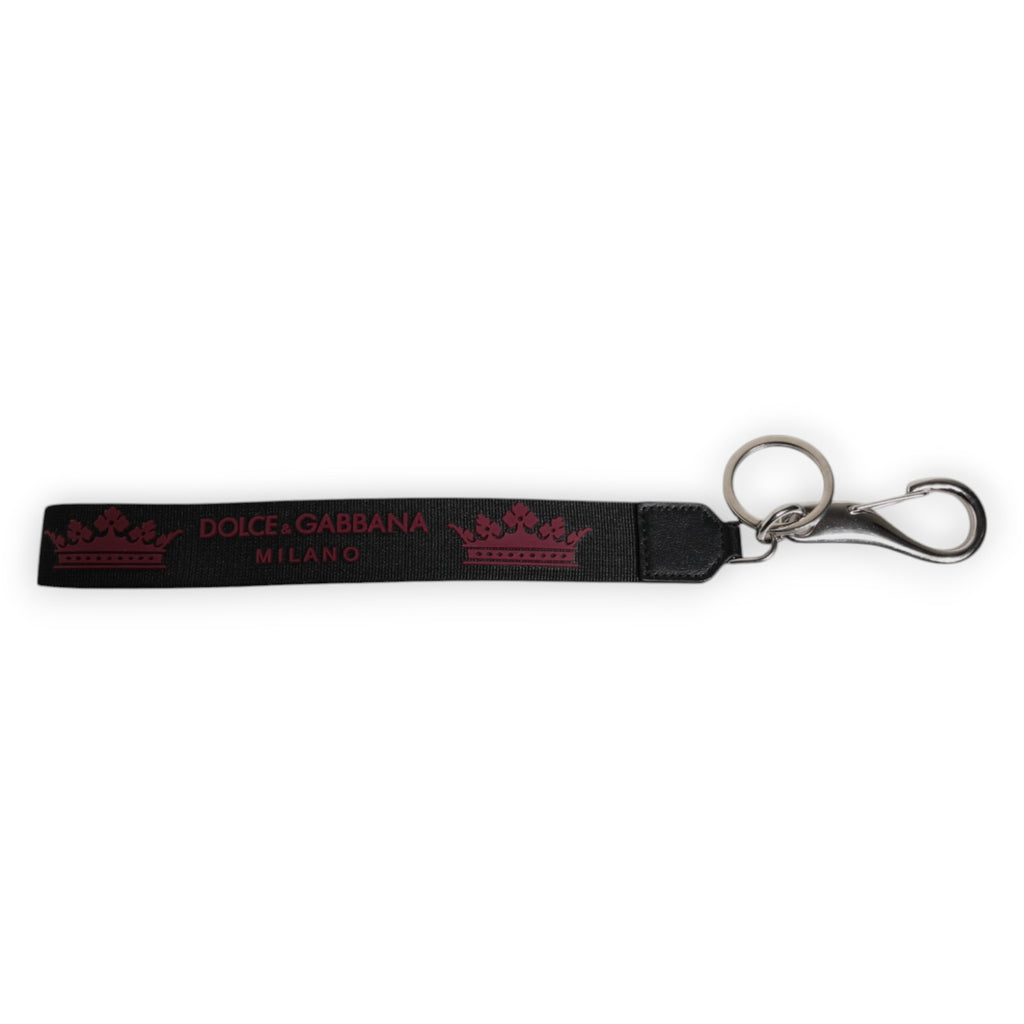 Black Nylon Logo DG Crown Men's Holder Keychain Keyring