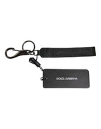 Black Logo Nylon Silver Brass Men Holder Keychain Keyring