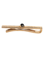 Black Sapphire Gold Tone Brass Tie Clip Bar