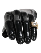 Gold Tone Sterling Silver 925 Crystals Ring