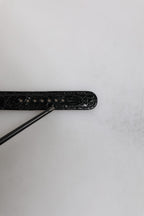 Black Exotic Leather Gold Tone Metal Buckle Armband