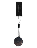 Pink Calfskin Leather Round Logo Hand Mirror Holder