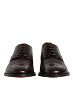 Maroon Calfskin Leather Derby Men Dress Shoes