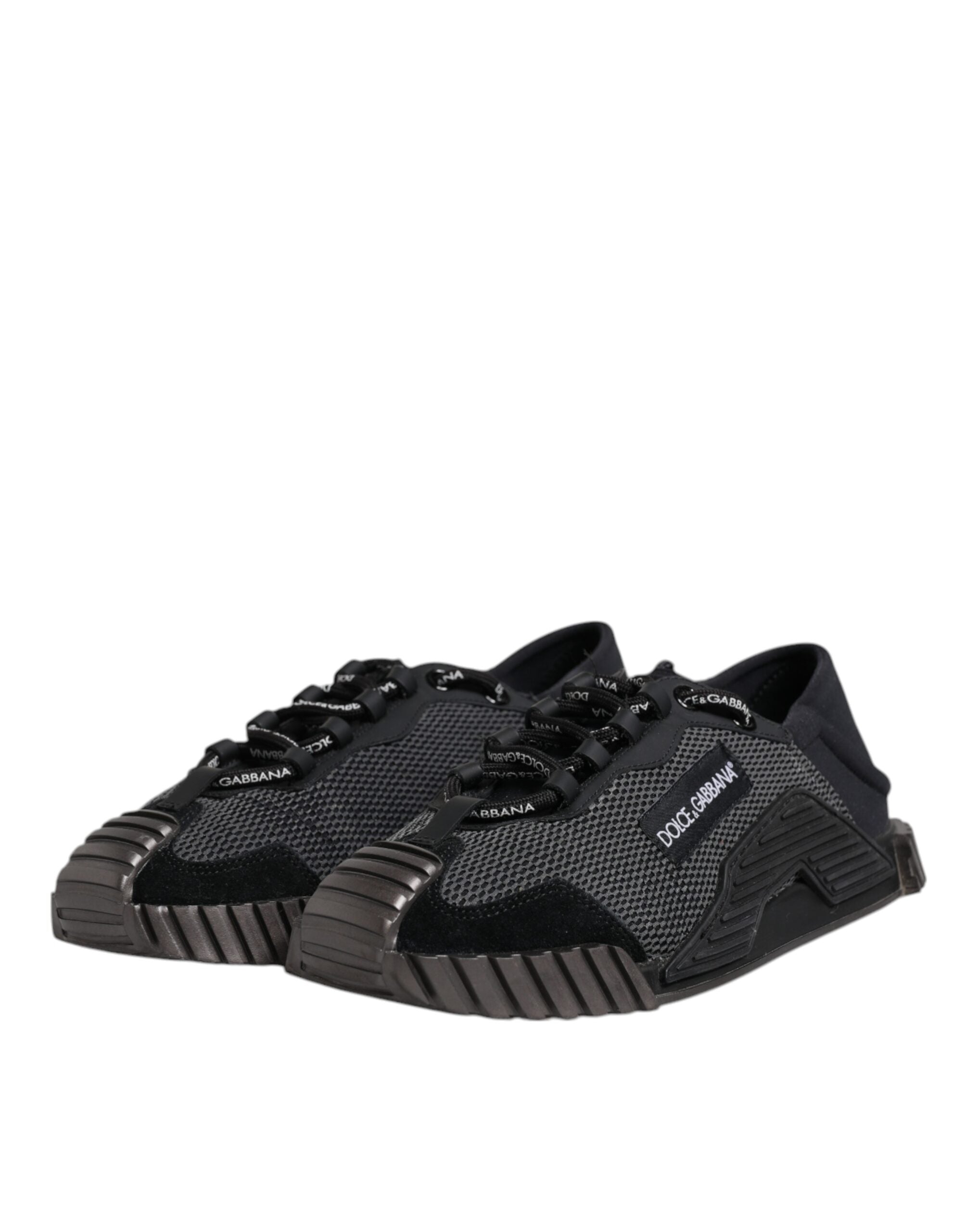 Black Silver Logo Low Top Men Sneakers Shoes