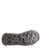 Black Silver Logo Low Top Men Sneakers Shoes