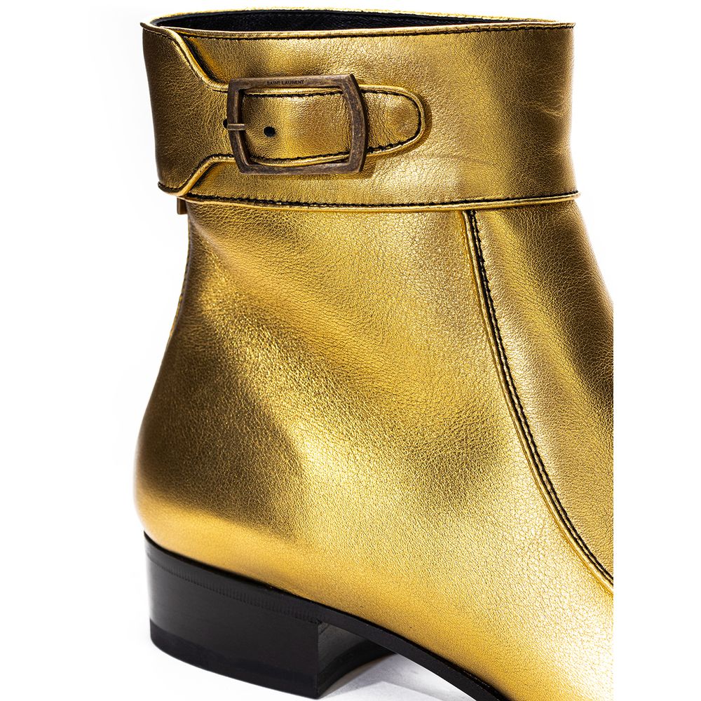 Gold Leather Ankle Boots