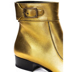 Gold Leather Ankle Boots
