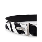 Black And White Leather Regular Belt