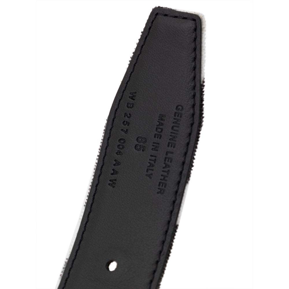Black And White Leather Regular Belt