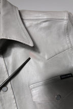 Metallic Gray Cotton Button Down Shirt