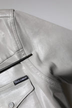 Metallic Gray Cotton Button Down Shirt