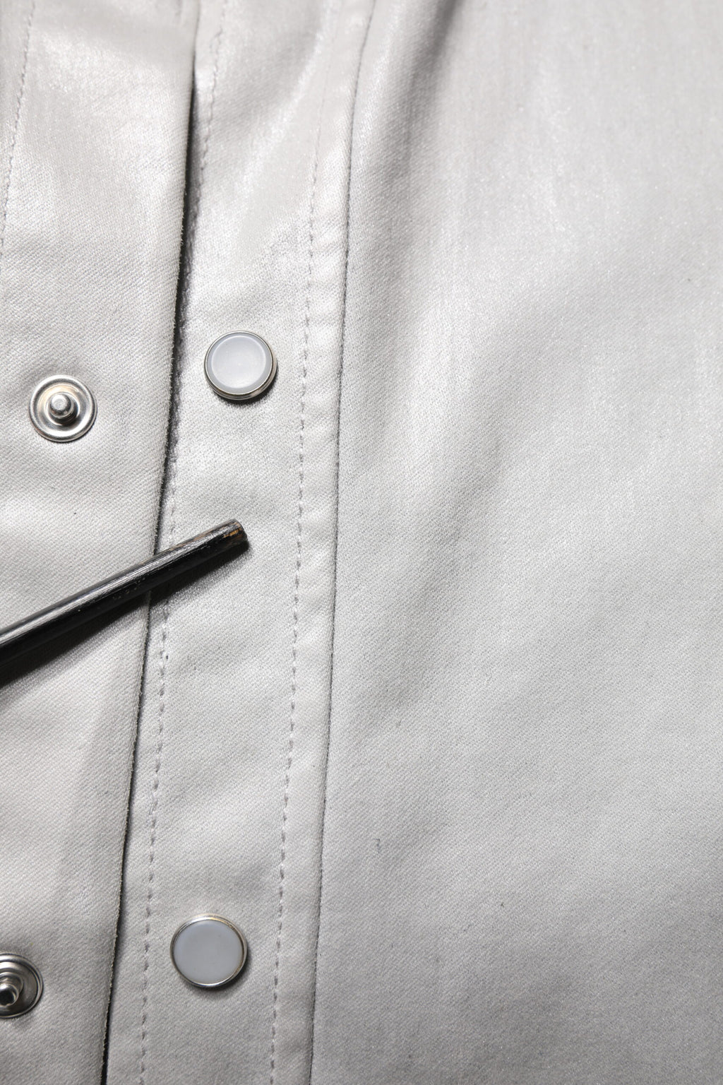 Metallic Gray Cotton Button Down Shirt