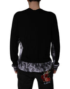 Black Camouflage V-neck Pullover Sweater