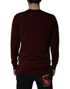 Maroon Cashmere V-neck Men Pullover Sweater