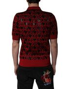 Red Cotton XOXO Collared Polo T-shirt