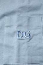 Blue Cotton Button Down Casual Men Polo Shirt