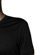 Dark Gray Silk V-neck Short Sleeves T-shirt