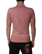 Pink Cotton Crown Collared Polo T-shirt